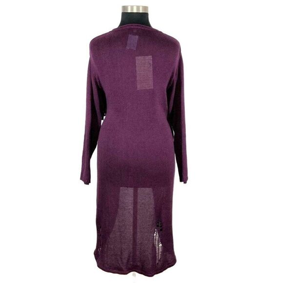 e Frequence 1 OS Purple Cardigan Sweater Art To Wear Lagenlook Boho Feathers - Picture 6 of 14